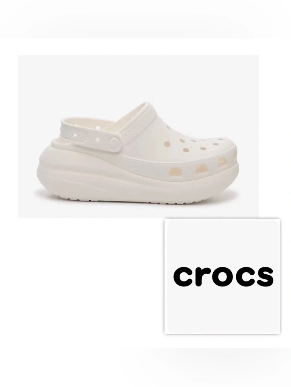 NWT $75 Crocs Men 11 Classic Crush Platform Clog slip On shoes sandals Cream